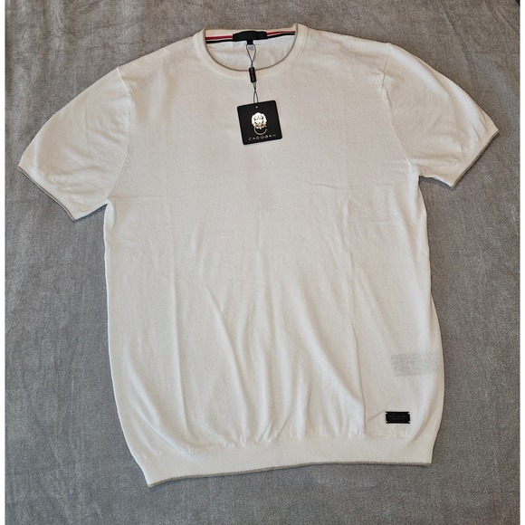 CADOGAN Other - CADOGAN Men's Luxury White Linen Cotton Blend Short Sleeve Knit Brixton Medium